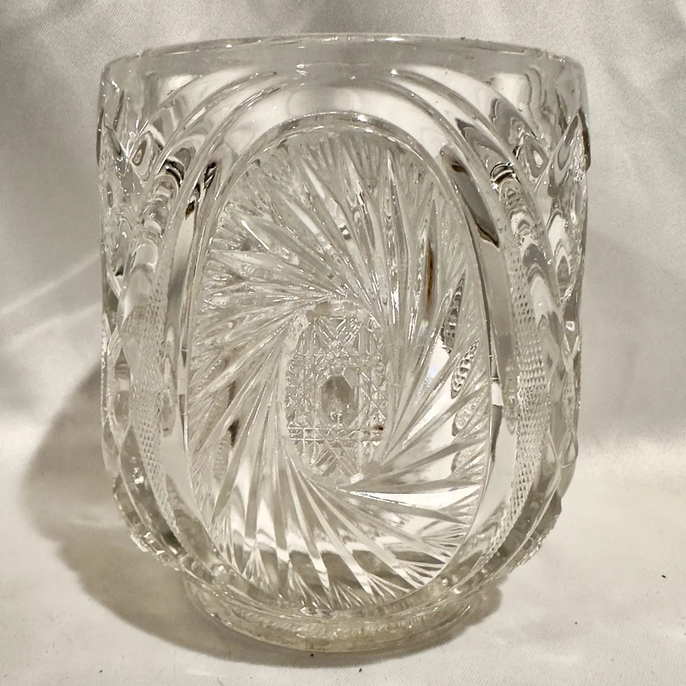 Vintage Pressed Glass Ice Bucket Pinwheel Star Pattern Planter